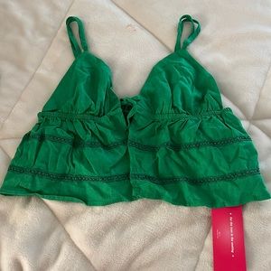 Green Cropped Lacey Tank Top